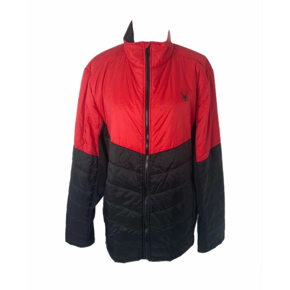 Spyder Men’s Jacket Red Therma Web Water Resistant Full Zip Outerwear Size XL